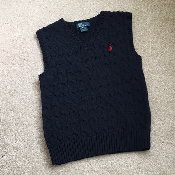 POLO BY RALPH LAUREN BOYS’ SIZE 8 CABLE KNIT VEST - Picture 2 of 4